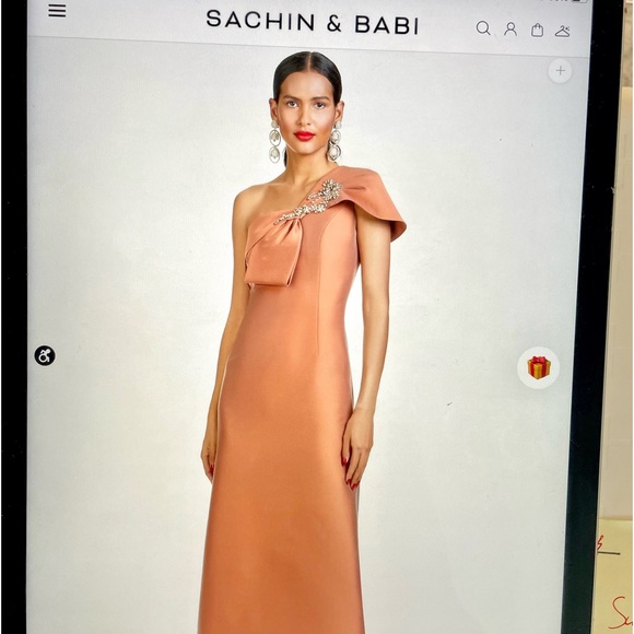 Sachin & Babi Ines Formal Gown in Copper size 6 - Picture 2 of 15
